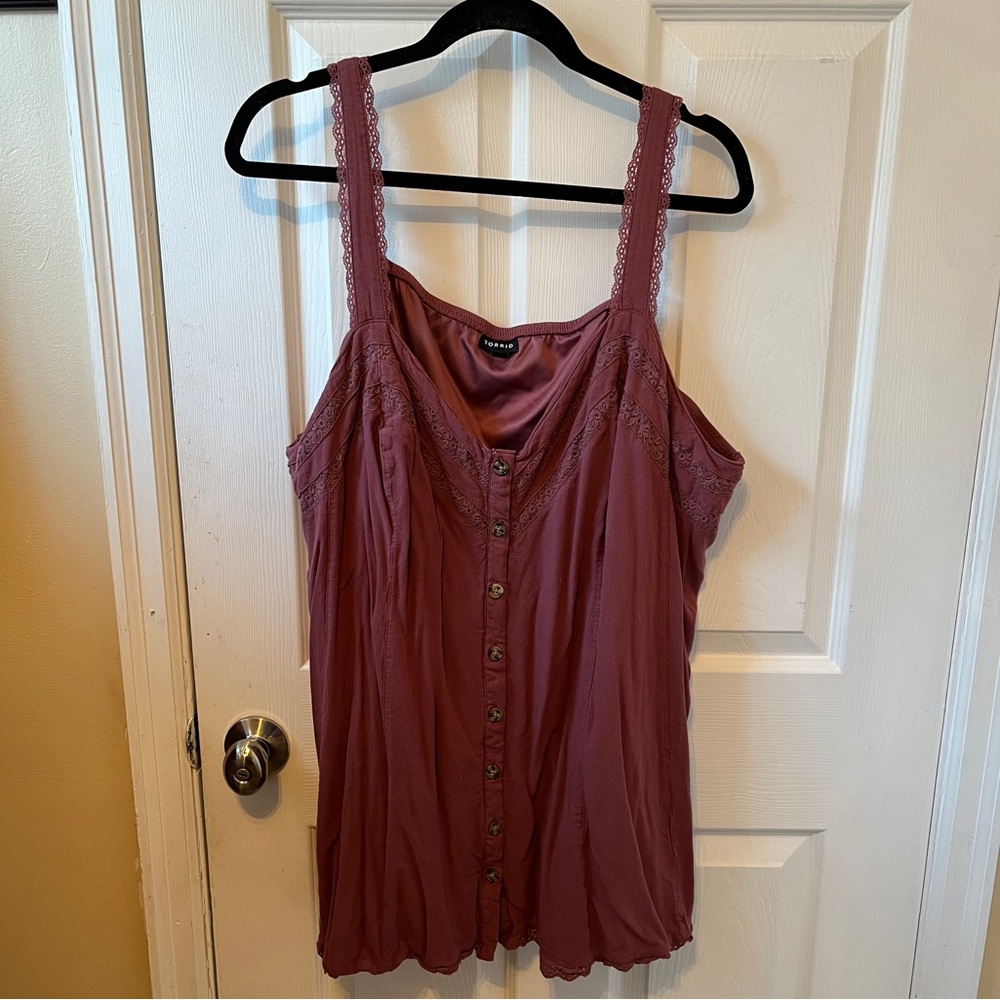 Torrid top tank plus size lace mauve size 5 5XL